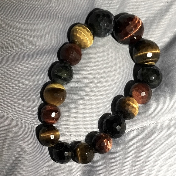 Multi-Color Tiger Eye Gem Cut Bracelet~Made of Stone - Picture 2 of 5